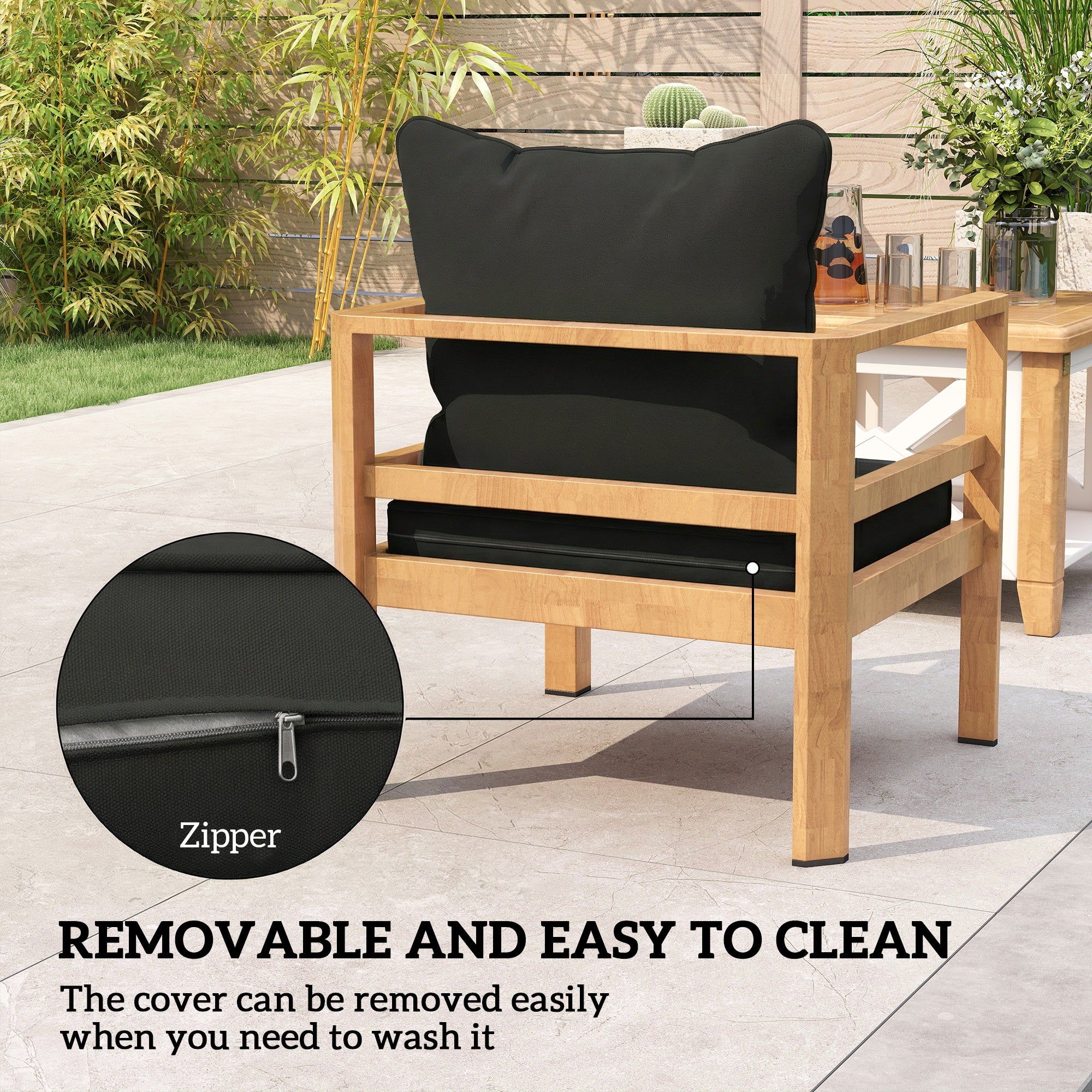 Outsunny Seat and Back Padded Cushion Set, CUSHION ONLY - Black 