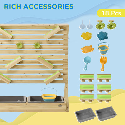 Outsunny Outdoor Kids Running Water and Sand Playset, with 18 Accessories 
