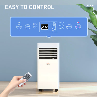 HOMCOM 5000 BTU Air Conditioning Unit, 3-in-1 Portable Air Conditioner, Dehumidifier, Cooling Fan with 2 Speeds, 24H Timer, Remote Control, Digital Display, Window Venting Kit, 12m² 