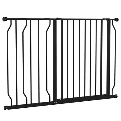 PawHut Wide Dog Safety Gate, with Door Pressure, for Doorways, Hallways, Staircases - Black 