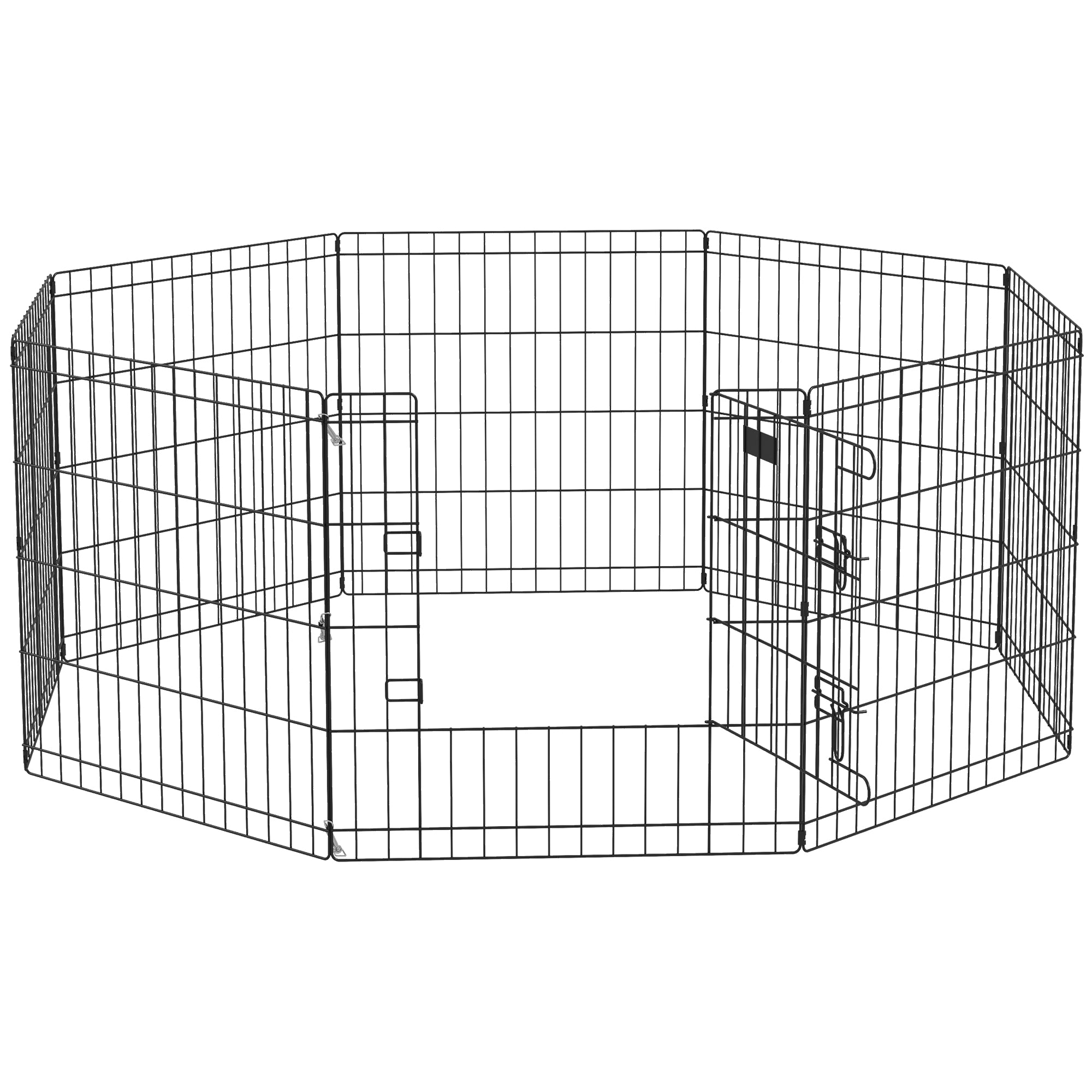 PawHut Dog Playpen, Puppy Pen, Eight-Panel Metal Fence, for Small Dogs, Indoors, Outdoors - Black 