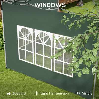Outsunny Gazebo Side Panels, Sides Replacement with Window for 3x3(m) or 3x4m Pop Up Gazebo, 2 Pack, Green 