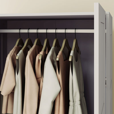 HOMCOM Double Paneled Door Wardrobe, with Shelves - Grey 