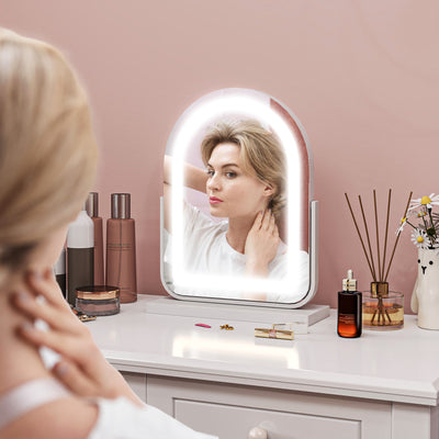 HOMCOM LED Vanity Mirror with Lights, 33 x 44.5cm Lighted Makeup Mirror with 3 Colour, 360\'c2\'b0 Rotation, Touch Screen, for Bedroom and Dressing Room, White 