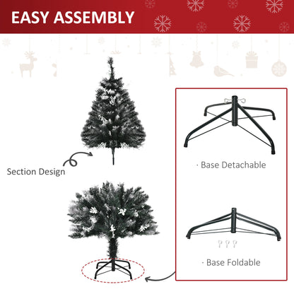 HOMCOM 4FT Artificial Snow-Dipped Christmas Tree Xmas | Home Home Indoor Decoration | Removable Stand w/ White Berries Star Topper Branch Green 