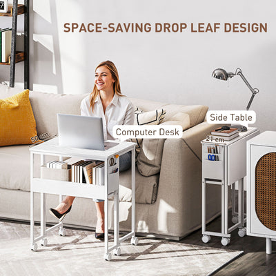 HOMCOM 63 cm Drop Leaf Writing Work Desk - White 