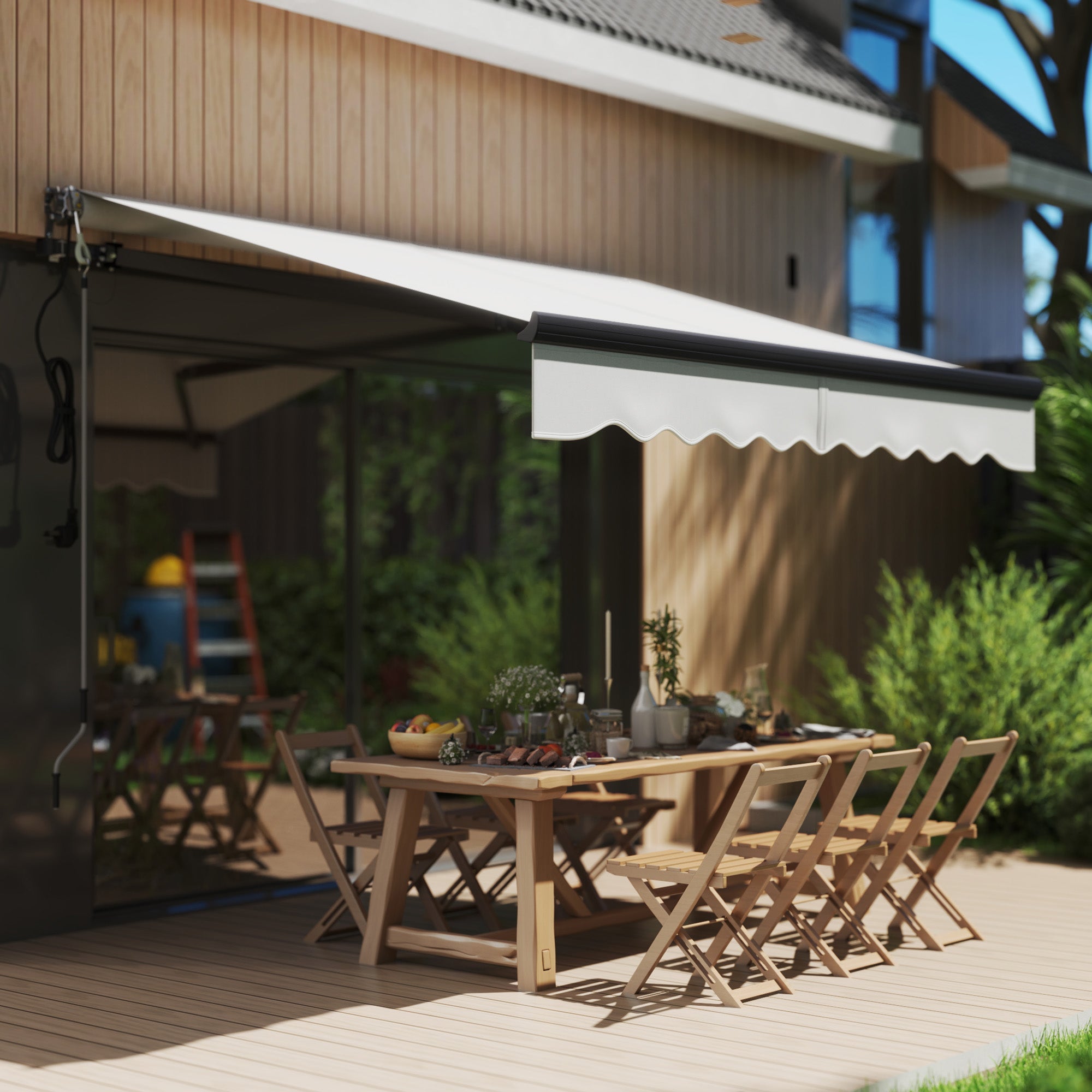 Outsunny 2.5 x 2m Electric Awning with Remote Controller, Aluminium Frame DIY Retractable Awning, UV30+ Sun Shade Canopy for Garden Patio Deck Door Window, Light Grey 