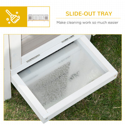 PawHut Rabbit Hutch and Run, with Removable Tray - Grey 
