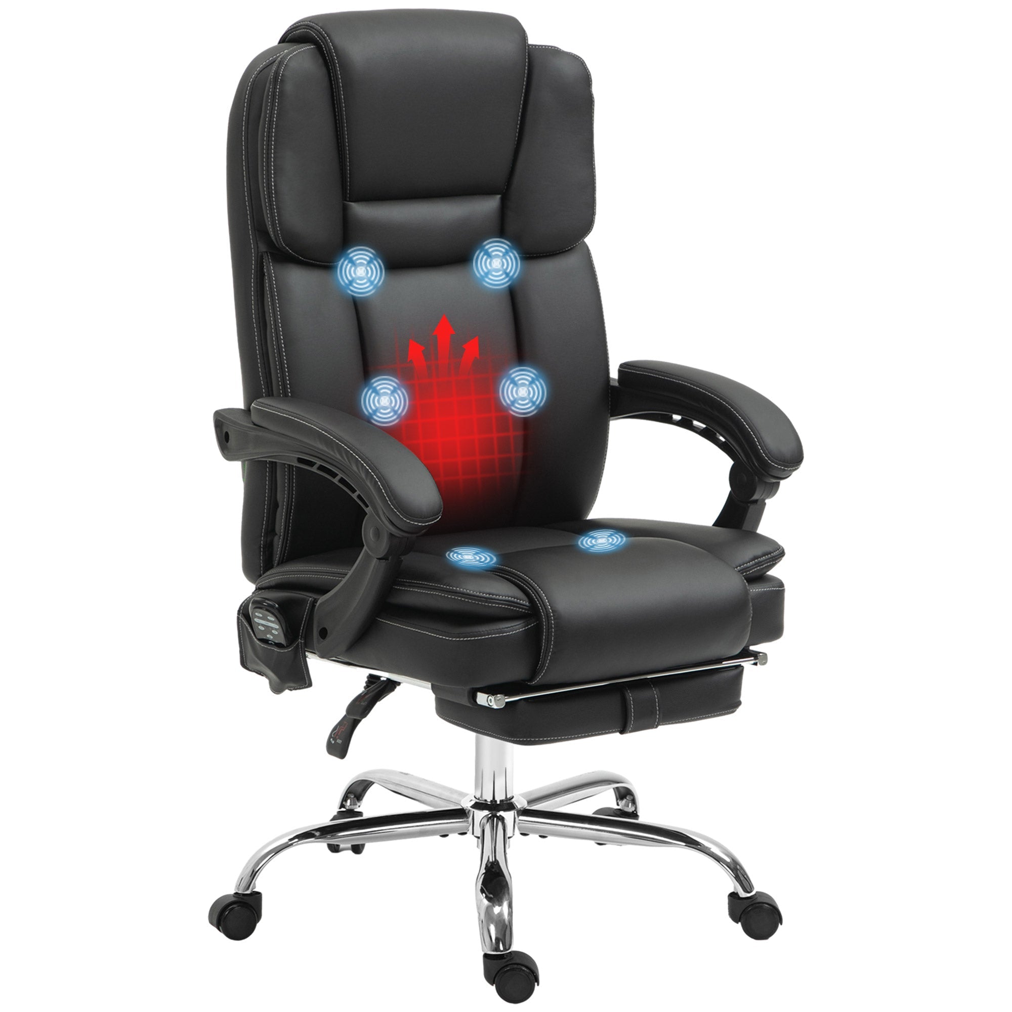 Vinsetto Six Point Vibrating Massage Office Chair - Black 