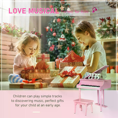 HOMCOM 30 Keys Mini Kids Piano for Child with Music Stand and Bench Best Gifts Toy 