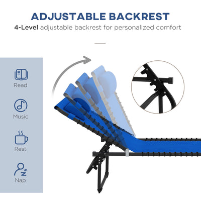 Outsunny Set of Two Folding Sun Loungers, with Four-Position Backs - Blue 