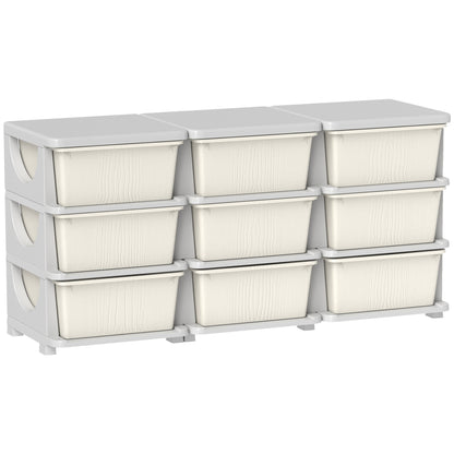 HOMCOM Kids Storage Unit, with Nine Drawers - Cream