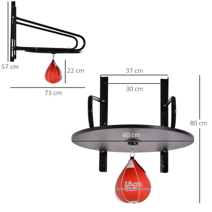 HOMCOM Wall-mounted Punching Ball Height Adjustable Hanging Speedball Platform Set Frame Stand Boxing Sports 