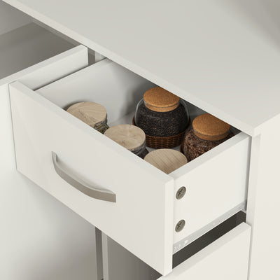HOMCOM Freestanding Kitchen Pantry Storage Cabinet - White 