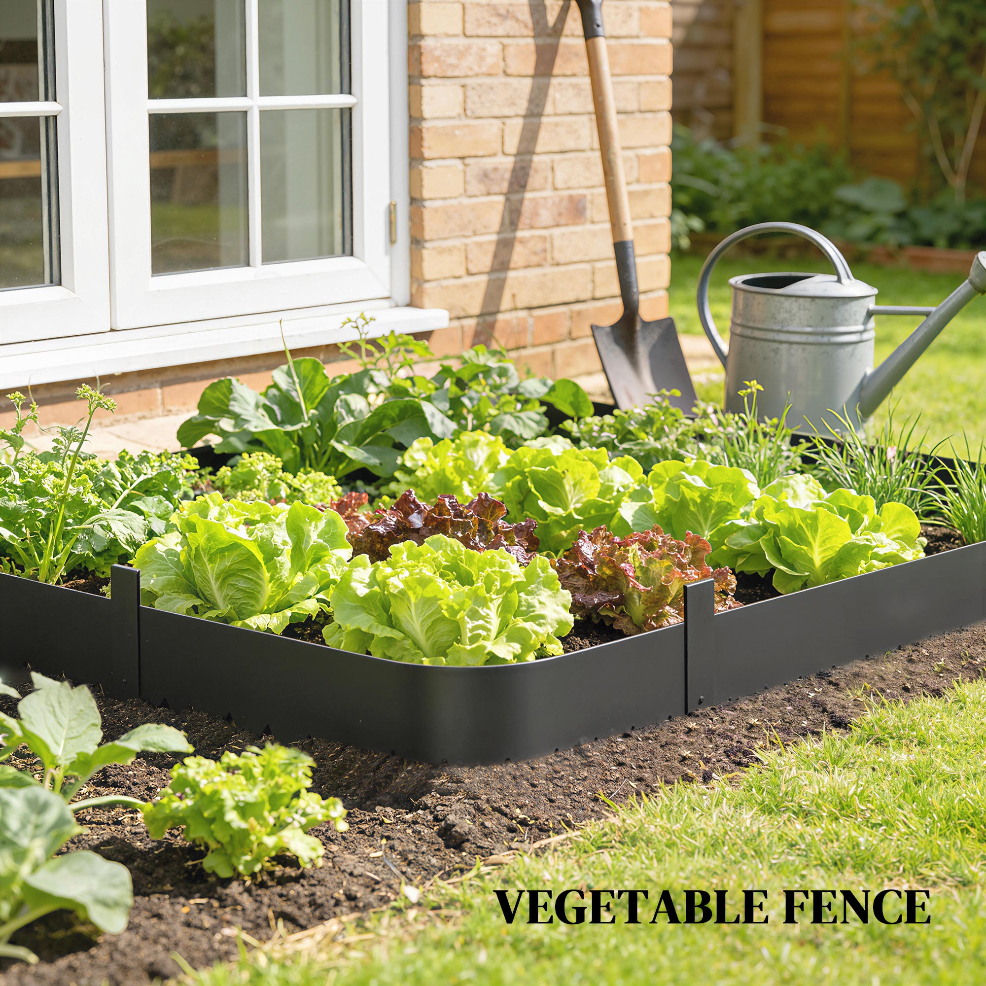 Outsunny 5pcs Garden Fence, Metal Picket Fence Panels, 115x20cm, Black 
