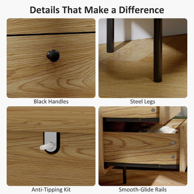 HOMCOM Modern Chest of Drawers with 4 Drawers - Oak 