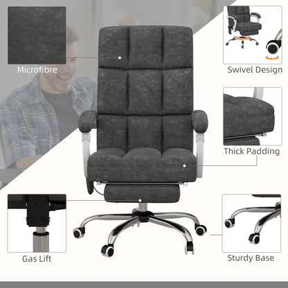 Vinsetto Massage Office Chair, Ergonomic Desk Chair, Comfy Work Study Chair with Heat, Padded Seat, 135\'c2\'b0 Reclining Back and Footrest for Home Office, Charcoal Grey 