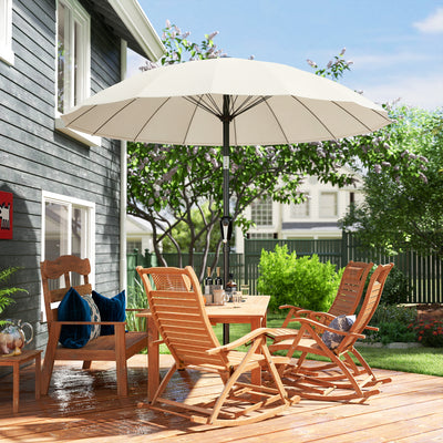 Outsunny 2 m Shanghai Garden Parasol Umbrella with 16 Fibreglass Ribs, Outdoor Parasol Sun Shade with Crank & Tilt, Cream White 