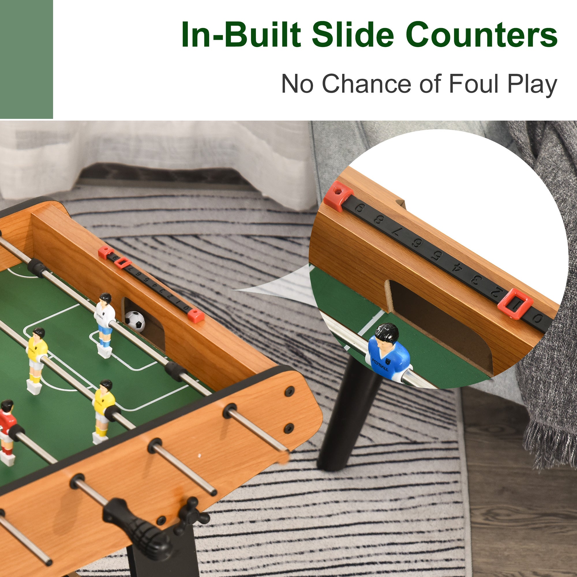 HOMCOM Folding Football Gaming Table Mini Foosball Soccer Table for Family Fun Indoor Play Sports 