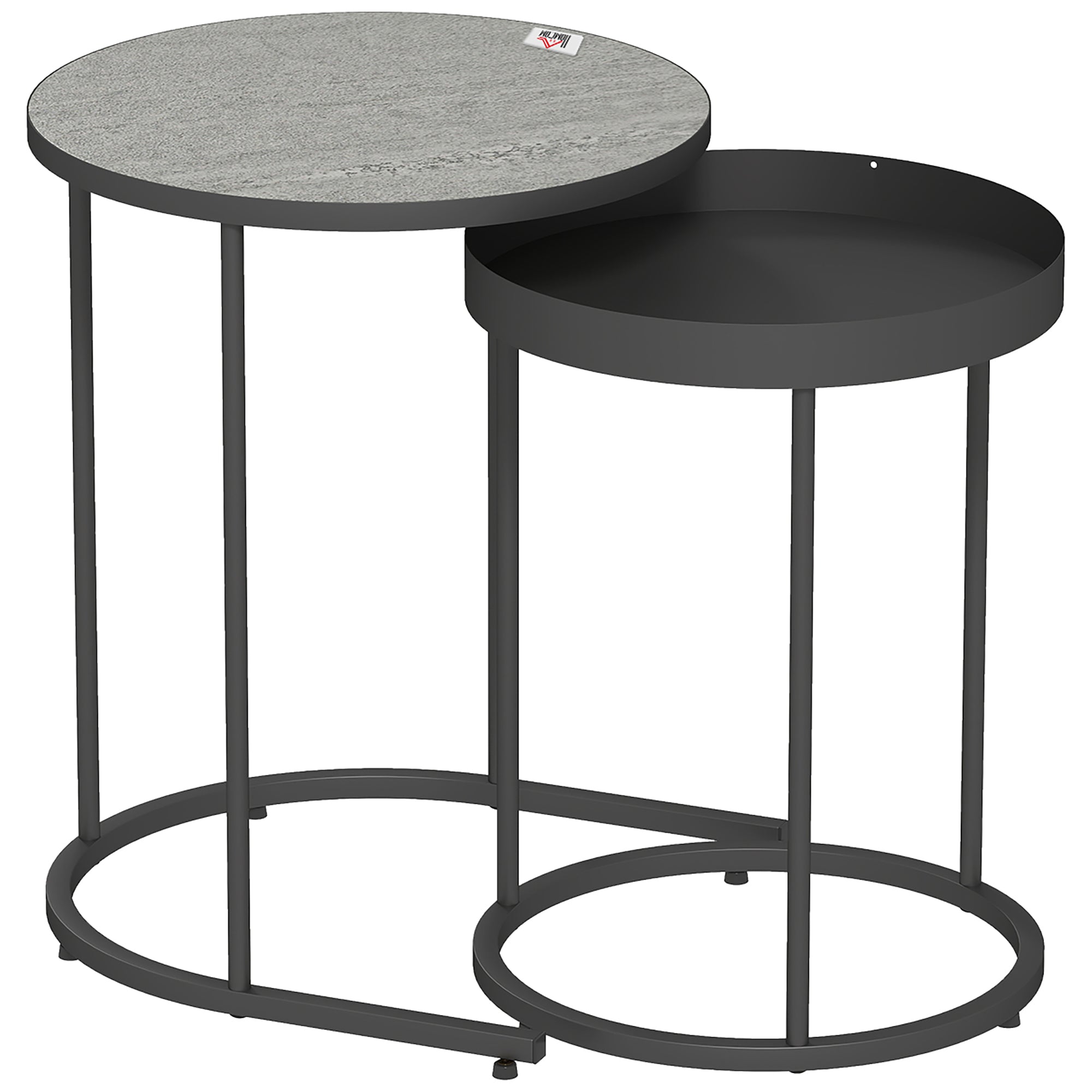 HOMCOM Set of Two Industrial Nesting Tables - Grey 