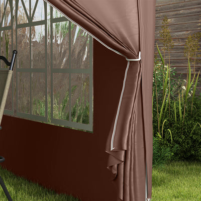 Outsunny 3 x 3 m Pop Up Gazebo, Wedding Party Canopy Tent Marquee with Carry Bag and Windows, Coffee 