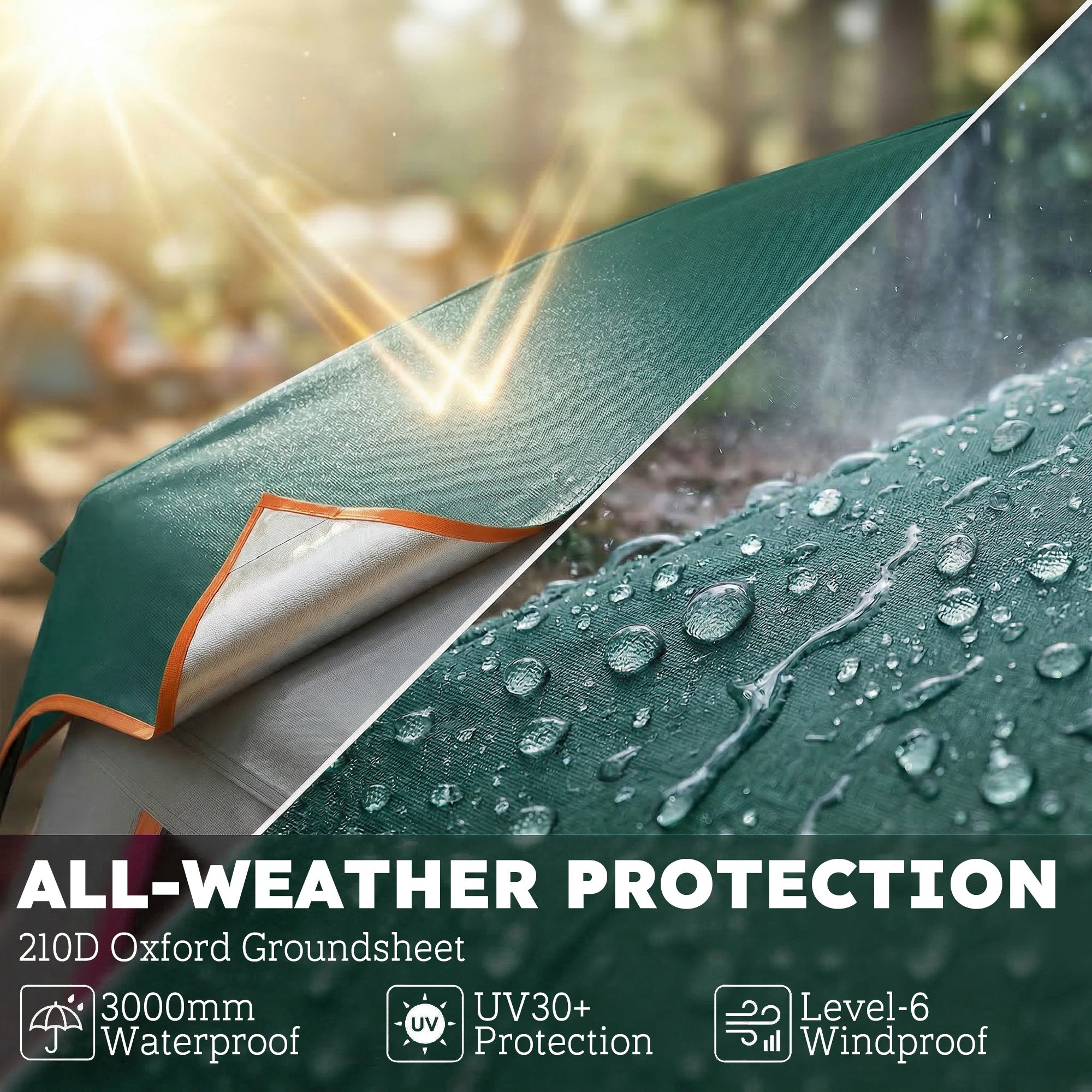 Outsunny Cabin Tent Easy Setup 3000mm Waterproof Camping Tent 4 Person with Carrying Bag Green 
