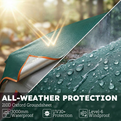 Outsunny Cabin Tent Easy Setup 3000mm Waterproof Camping Tent 4 Person with Carrying Bag Green 