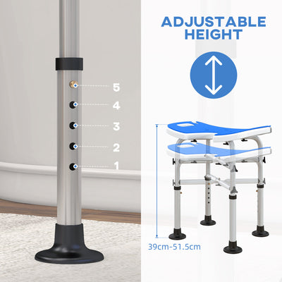 HOMCOM 39-51.5cm 'U' Seat Padded Shower Stool - Dark Blue 