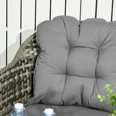 Outsunny Four-Piece Rattan Set, with Glass-Top Table - Grey 