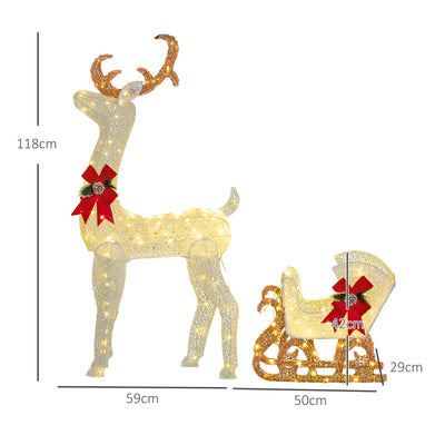 Outsunny 170 LED Light Reindeer and Sleigh Christmas Decoration 