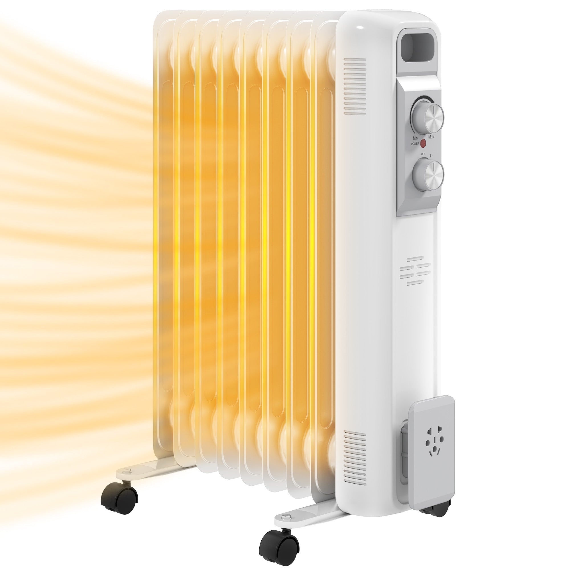 HOMCOM 2kW Nine Fin Oil-Filled Radiator - White 