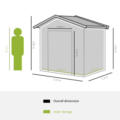Outsunny 7 x 4ft Lockable Metal Garden Tool Storage Shed Storage - Light Brown 