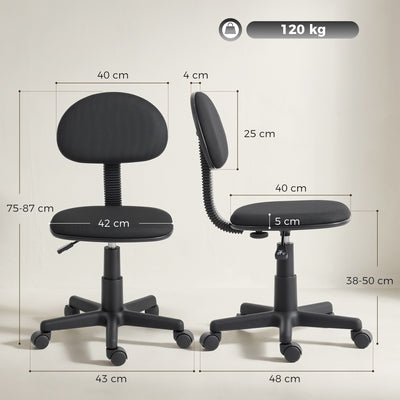 HOMCOM Small Armless Office Chair - Black