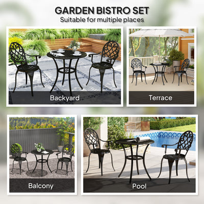 Outsunny Three-Piece Elegant Aluminium Garden Set - Black 