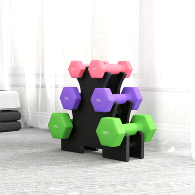 SPORTNOW Hex Dumbbells Set with Dumbbell Rack, Hand Weights for Strength Training Weight Lifting,  2 x 1kg, 2 x 2kg, 2 x 3kg 