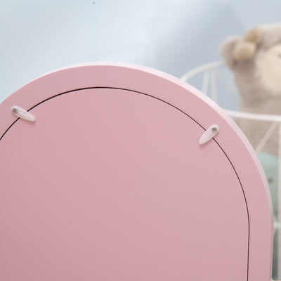 HOMCOM Kids Dressing Table Set, with Mirror and Drawer - Pink 