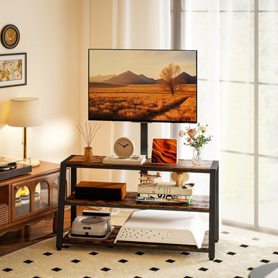 HOMCOM Industrial-Style TV Stand, with 35° Swivel Bracket - Dark Brown 
