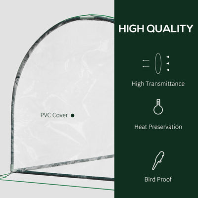 Outsunny Set of 2 Tunnel Greenhouse, Green Grow House with Roll-up Door, Steel Frame, Plastic Cover for Garden, Outdoor, 200 x 100 x 80cm, Clear 