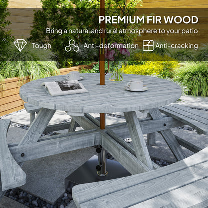 Outsunny 8-Seater Wooden Picnic Set-Fir Wood 