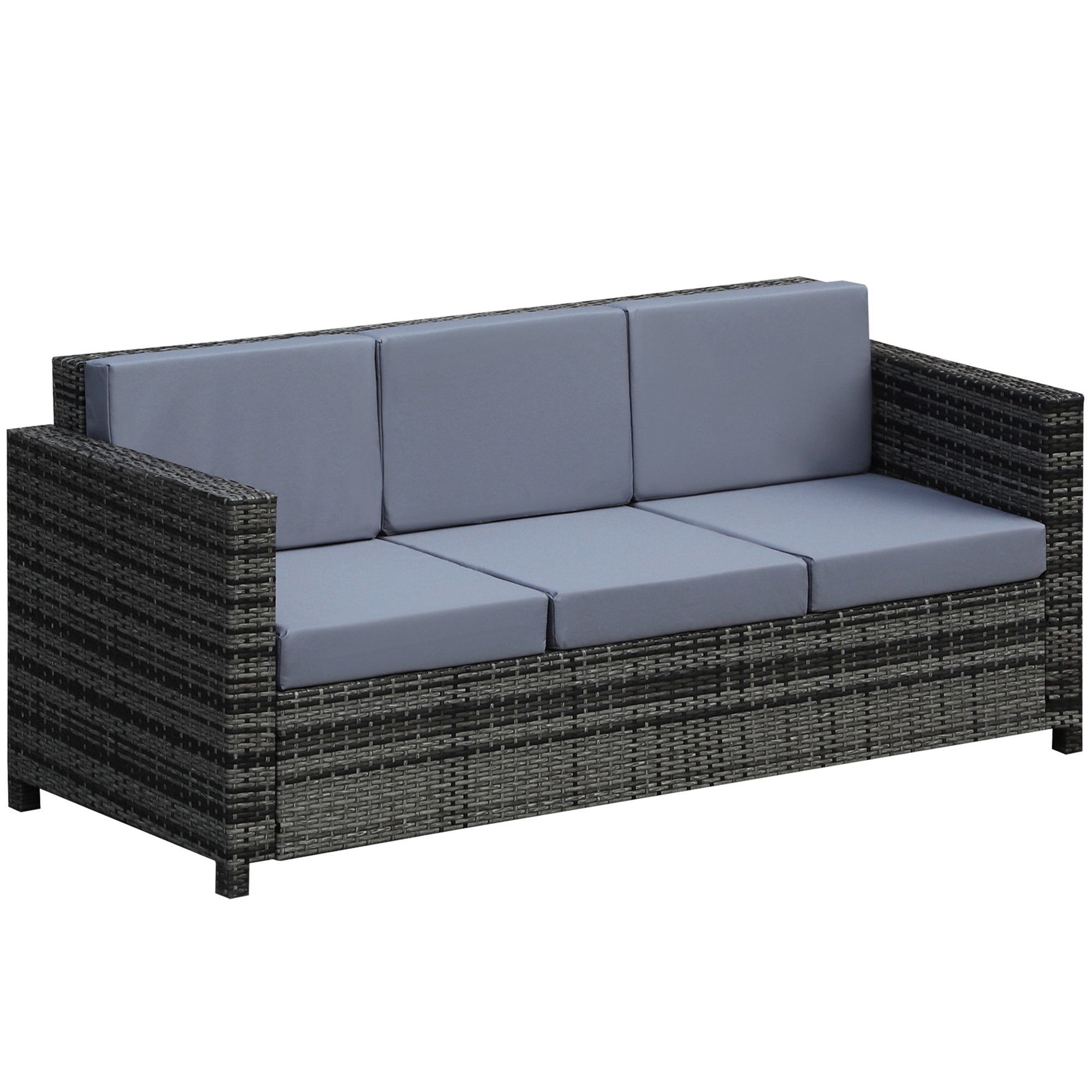 Outsunny 3-Seater Weather Resistant Outdoor Garden Rattan Sofa Grey 