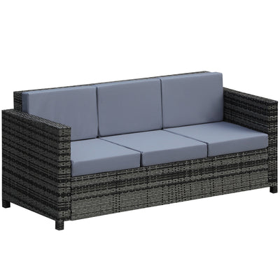 Outsunny 3-Seater Weather Resistant Outdoor Garden Rattan Sofa Grey 