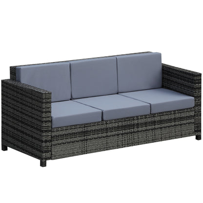 Outsunny 3-Seater Weather Resistant Outdoor Garden Rattan Sofa Grey 