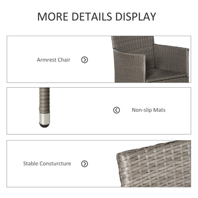 Outsunny Set of Four Rattan Armchairs, with Cushions - Grey 