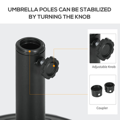 Outsunny Umbrella Base, Heavy Duty Concrete Base Holder with Steel Pole, Round Parasol Stand for Patio, Outdoor, Garden, Black 