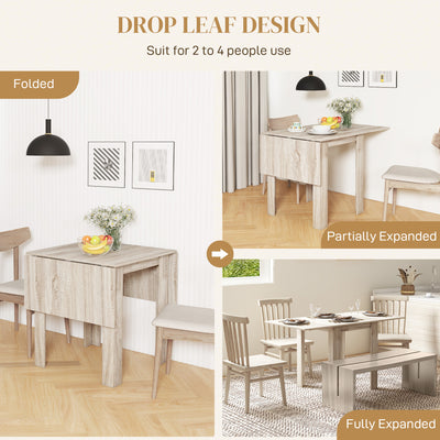 HOMCOM Four-Seater Drop Leaf Dining Table - Wood Effect 