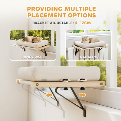 PawHut Cat Radiator Bed, Adjustable Hanging Cat Hammock with Removable and Washable Cushion for Indoor Cats, Cream White 