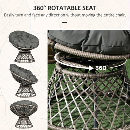 Outsunny Three-Piece Rattan Garden Moon Chair Set - Grey 