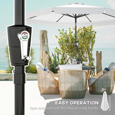Outsunny 3 m Garden Parasol with Tilt Mechanism & Crank Handle, UPF 30+ Patio Umbrella Outdoor Table Umbrella, Cream White 
