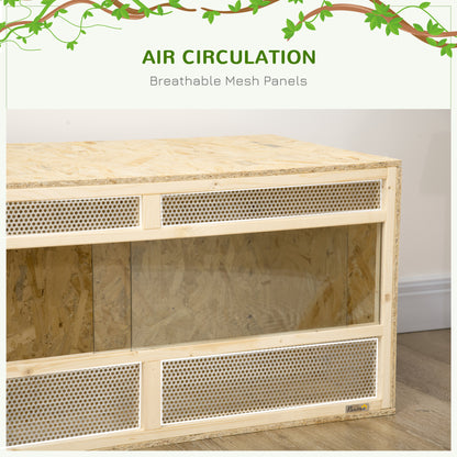 PawHut Reptile Terrarium Vivarium Habitat w/ Transparent Sliding Doors, Breathable Mesh, for Lizards, Horned Frogs, Snakes and Chameleons, 100 x 47 x 47cm 