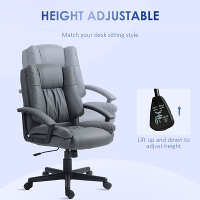 HOMCOM Office Chair, Computer Desk Chair, Mid Back Executive Chair with Adjustable Height and Swivel Rolling Wheels for Home Study, Dark Grey 